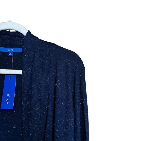 APT 9 Cardigan Womens Medium Blue Metallic Fuzzy Open Drape Sweater Ladies - Picture 3 of 8